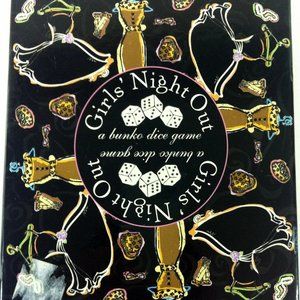 Girl's Night Out Bunko Dice Game Trophy Necklace Bell Score Pad Bonus 12 Coaster